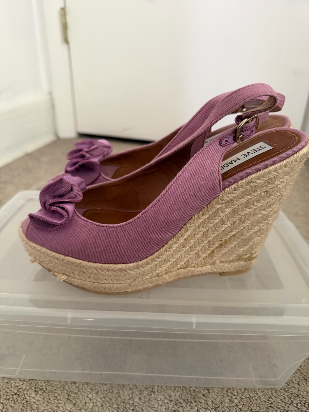 Steve Madden Lavender Slingback Espadrille Wedges with Bow - Picture 2 of 6
